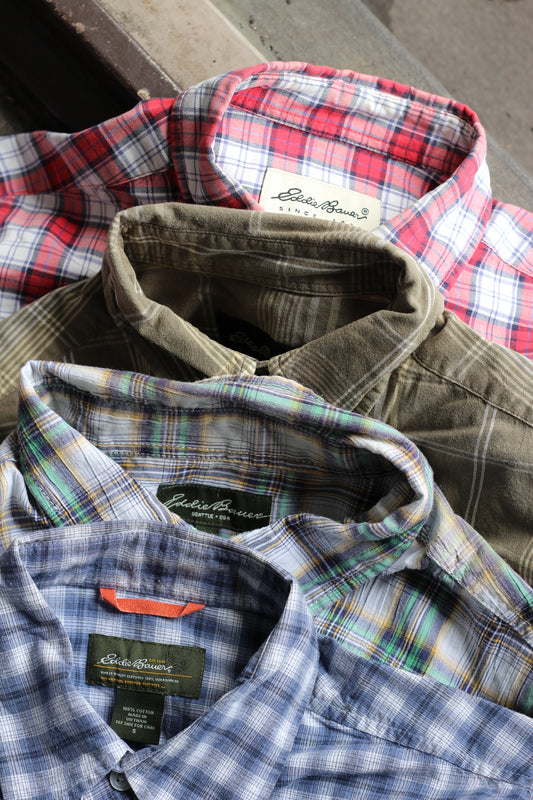 00's Old Eddie Bauer Check Short Sleeve Shirt set x4点