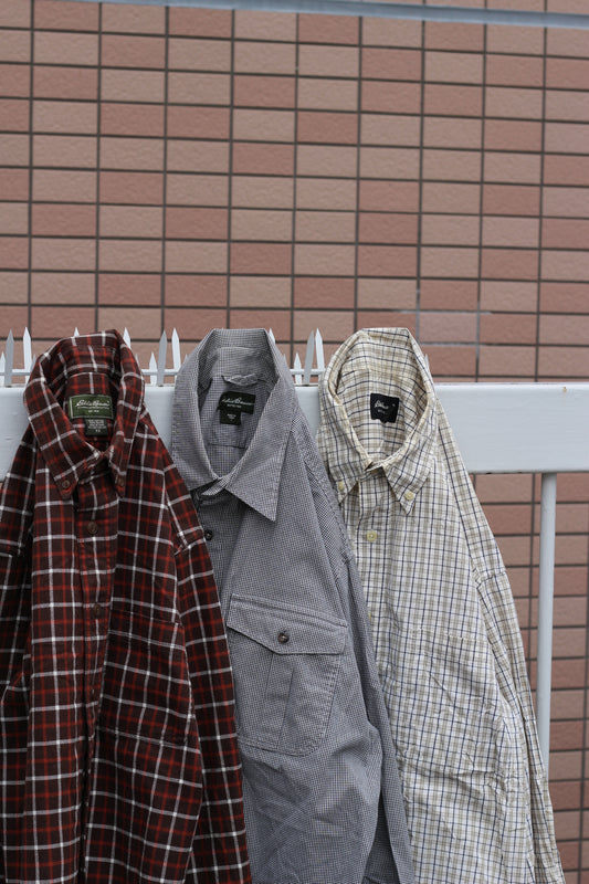 00's Old Eddie Bauer Check Long Sleeve Shirt set x3点
