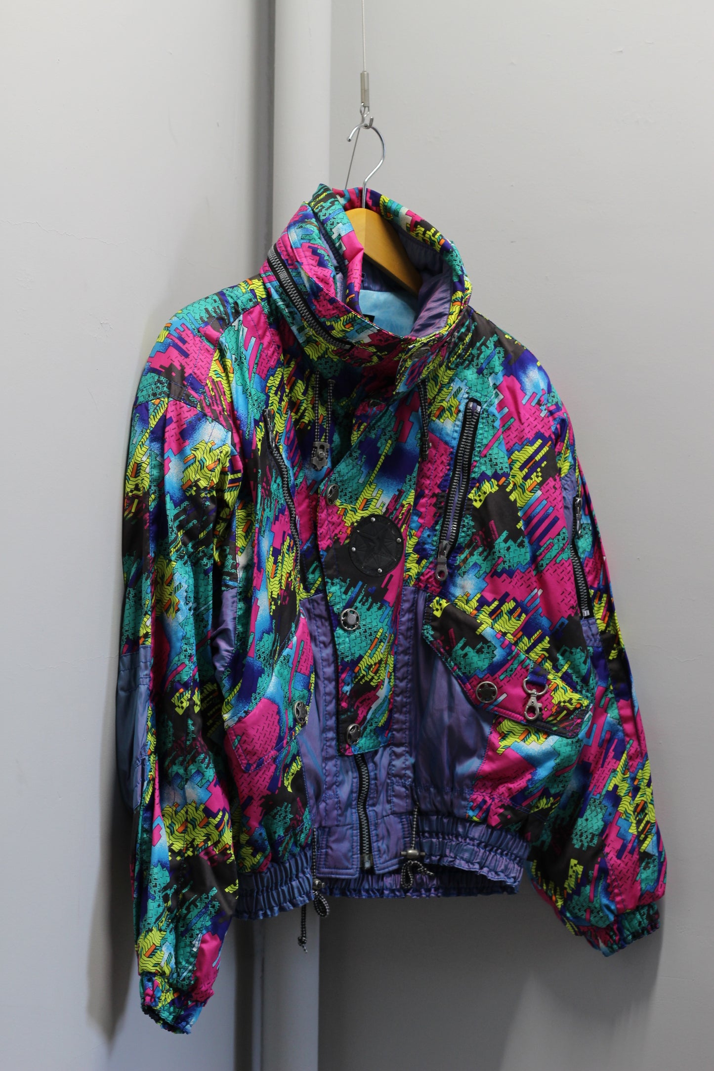 90's Vintage Retro Pattern Jacket & Fleece Hoodie x2点