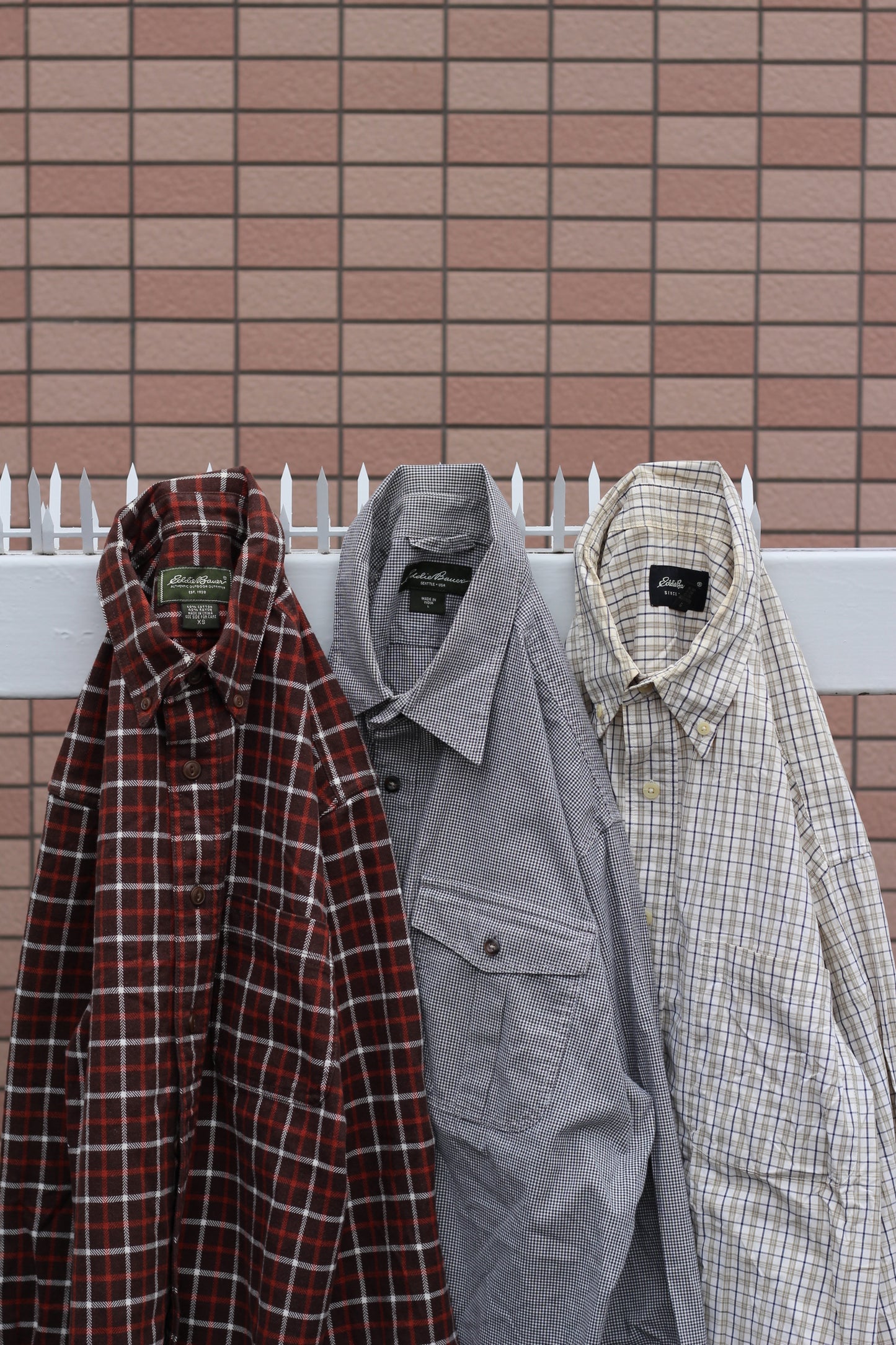 00's Old Eddie Bauer Check Long Sleeve Shirt set x3点