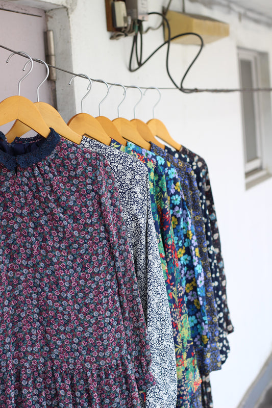 Vintage Flower Long Sleeve One-Piece x7点