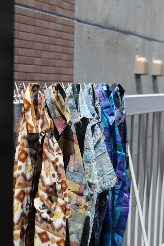 Men's Vintage All-Over Print Short Sleeve Shirt set x6点