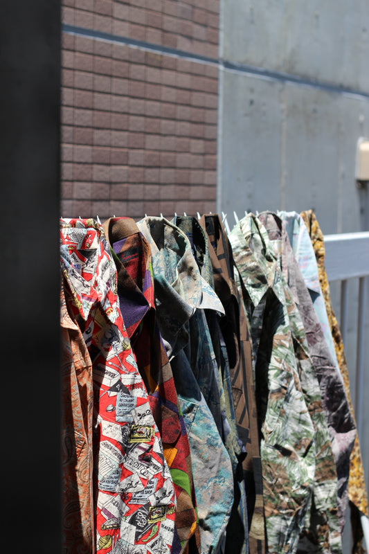 Men's Vintage All-Over Print Long Sleeve Shirt set x10点