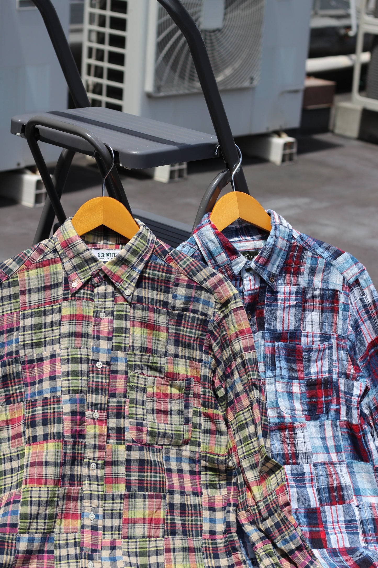 Made In India Men's Vintage Patchwork Check Long Sleeve Shirt set x2点