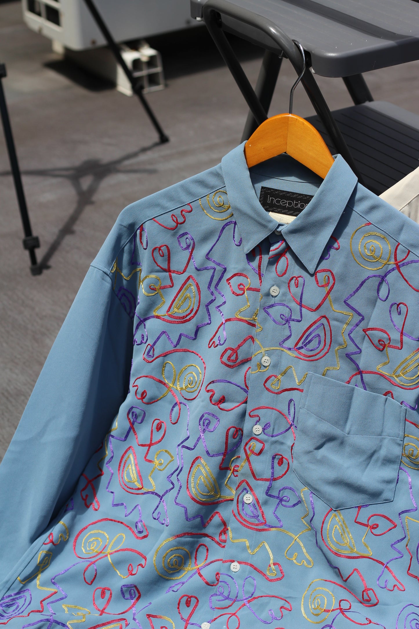Men's Vintage Embroidered Long Sleeve Shirt set x2点