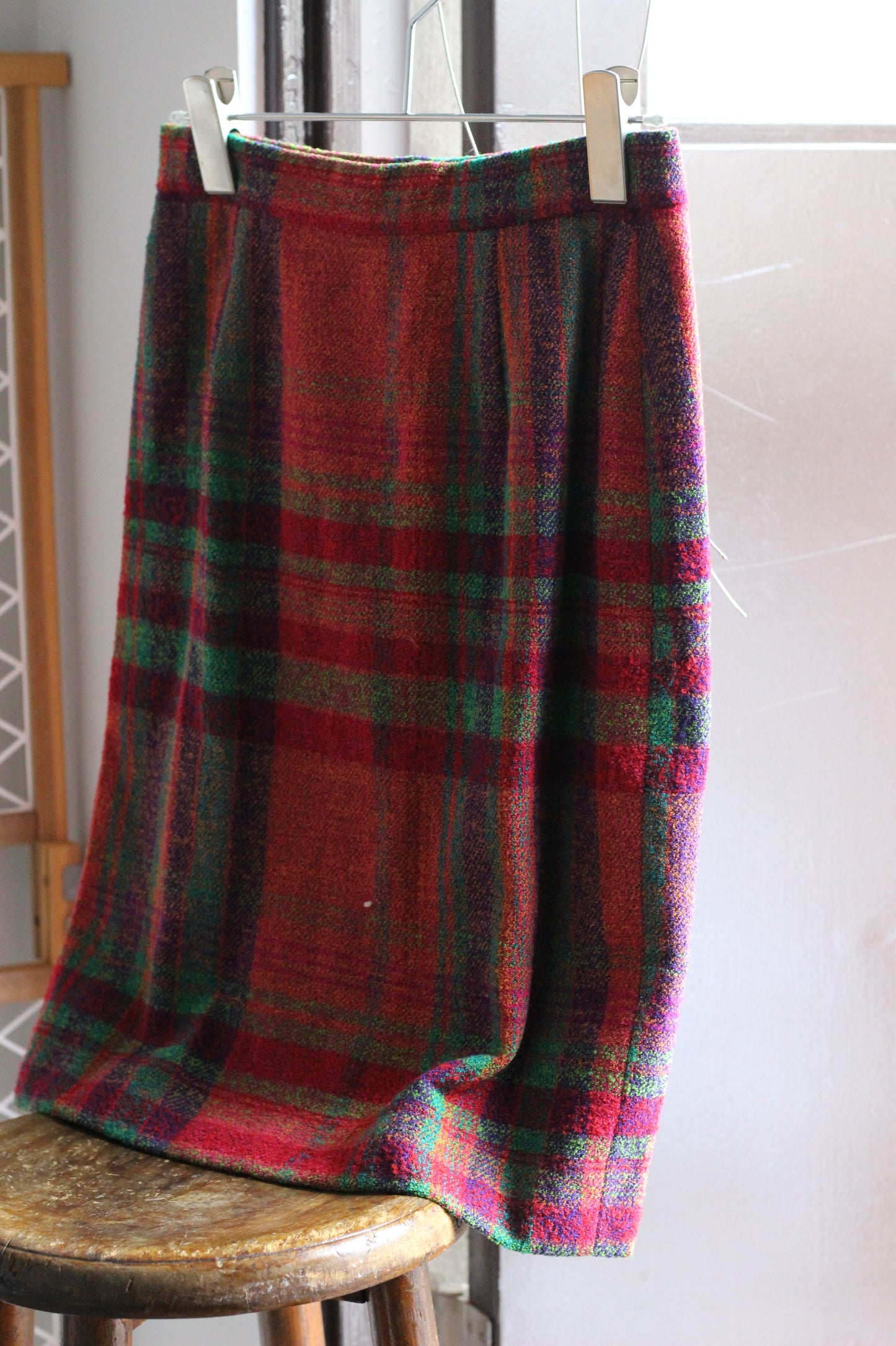 Women's Vintage Made In Italy Check Wool Skirt x5点