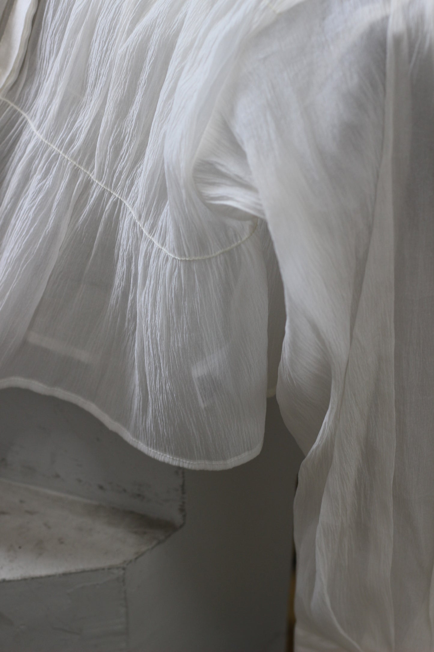 Vintage White Sheer Design Long Sleeve Blouse x2点