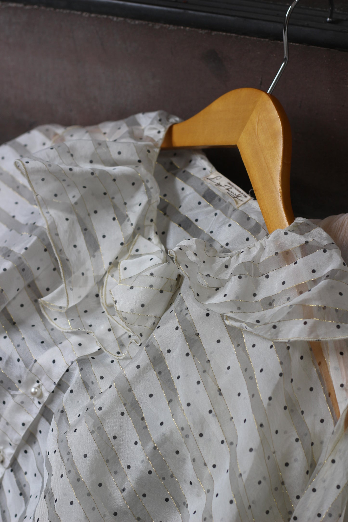 Vintage White Sheer Design Long Sleeve Blouse x2点