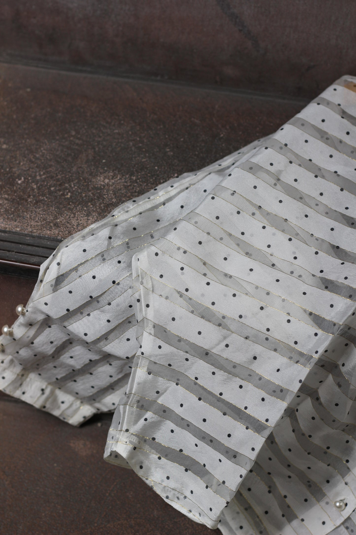 Vintage White Sheer Design Long Sleeve Blouse x2点