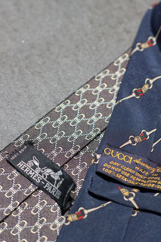 Old Hermes & Gucci Tie x2点