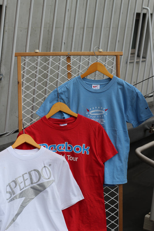 80-90's Made In USA NIKE & Reebok Men's Vintage Sports Brand Logo Print T-Shirt set x3点