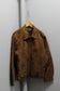 Men's Vintage Zip-Up Suede Brown Leather Short Jacket x2点