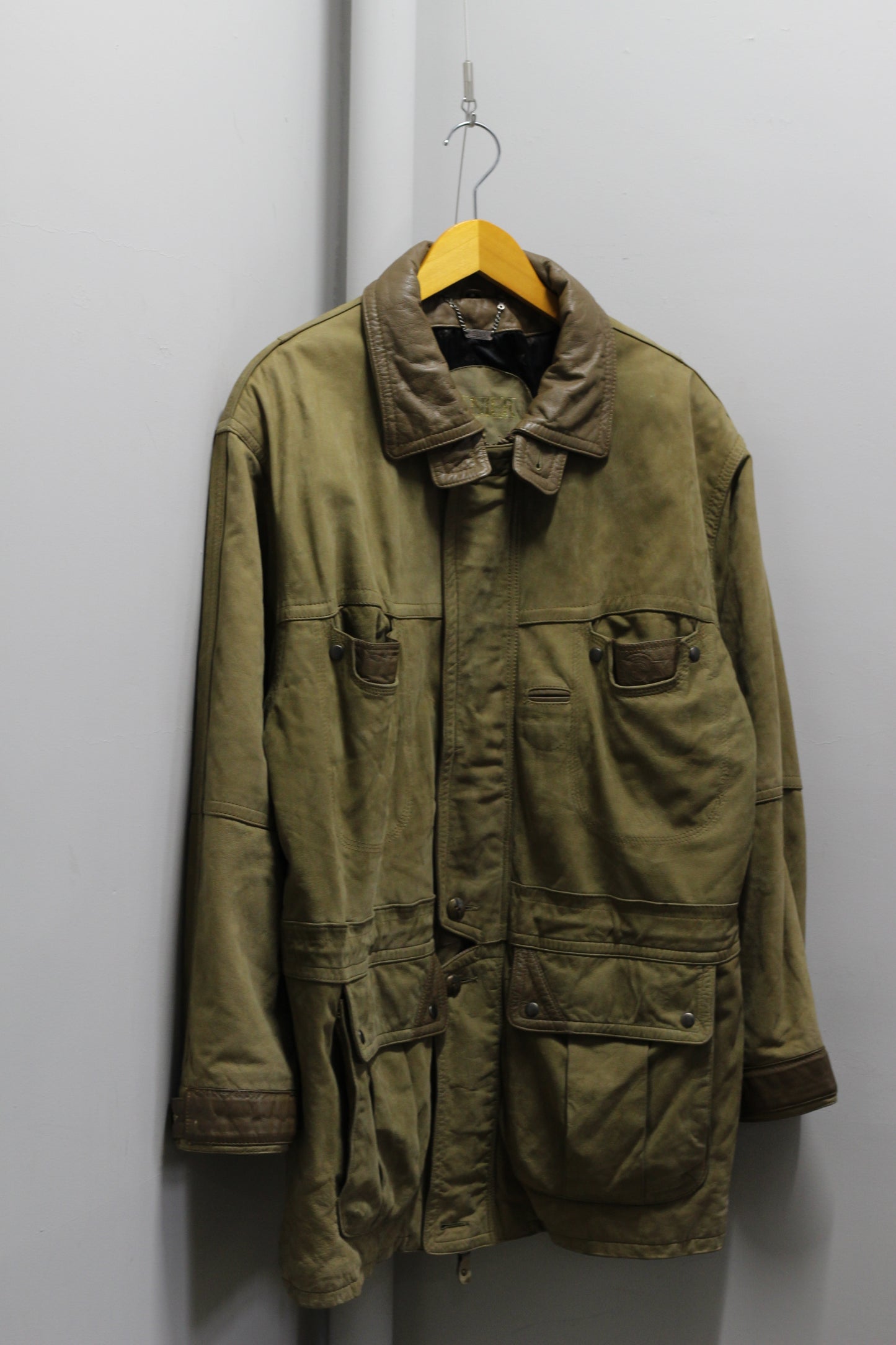 Men's Vintage Olive Suede Leather Jacket x2点