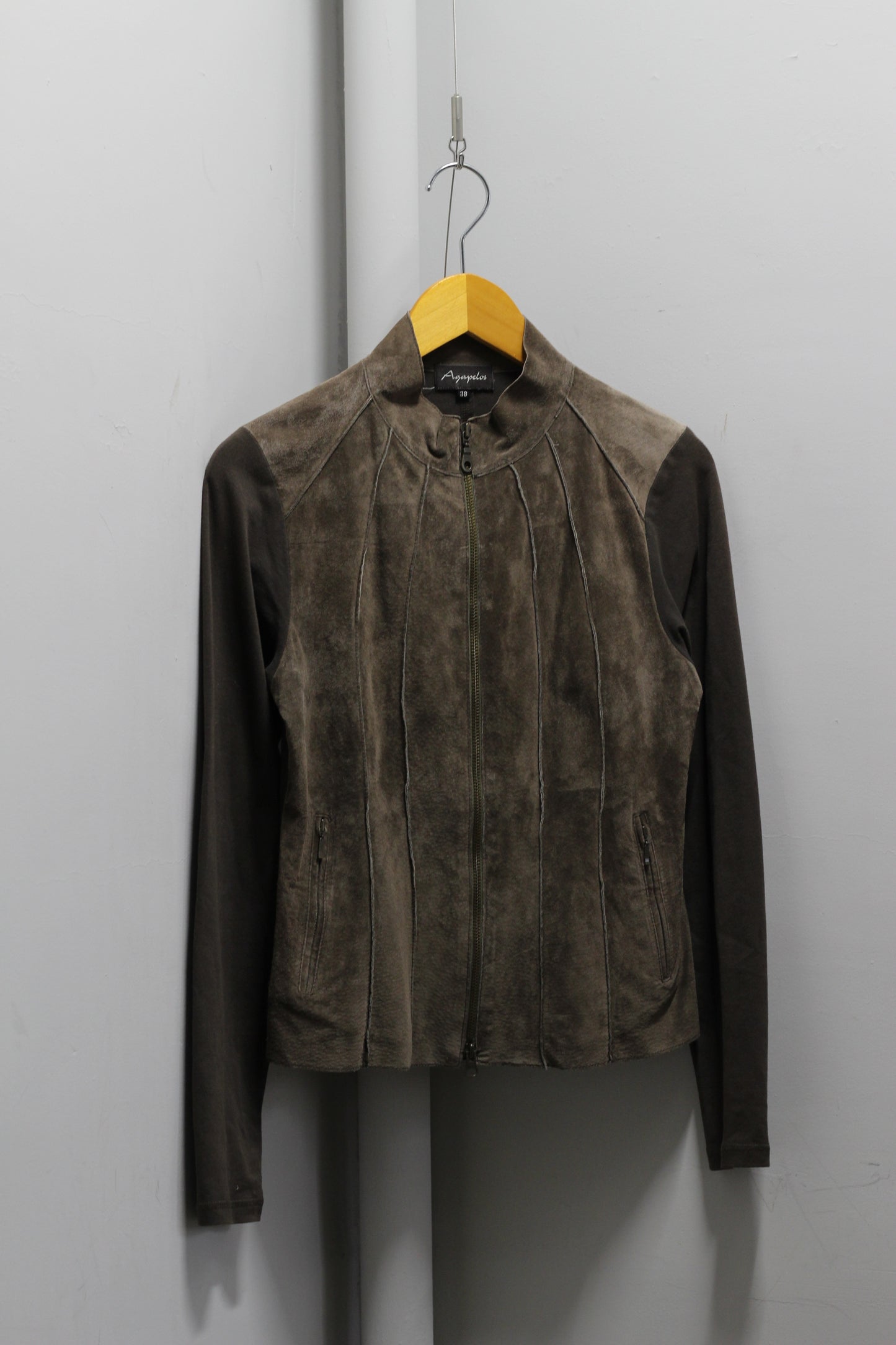 Y2K style Women's Vintage Pigskin Leather Docking Design Short Jacket x2点