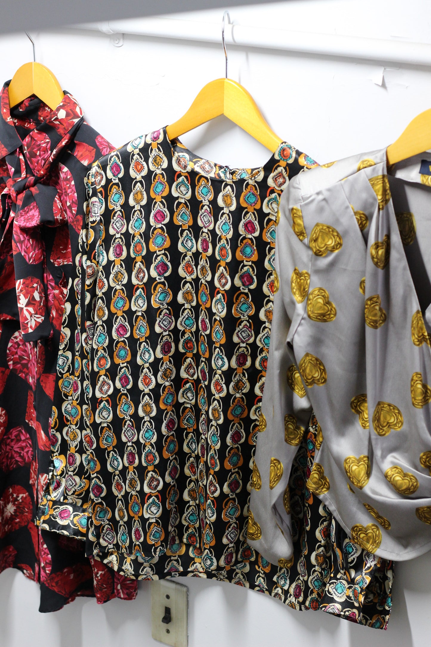 Vintage Jewelry Print Long Sleeve Blouse x3点
