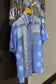 Vintage Blue Design Short Sleeve Blouse x5点