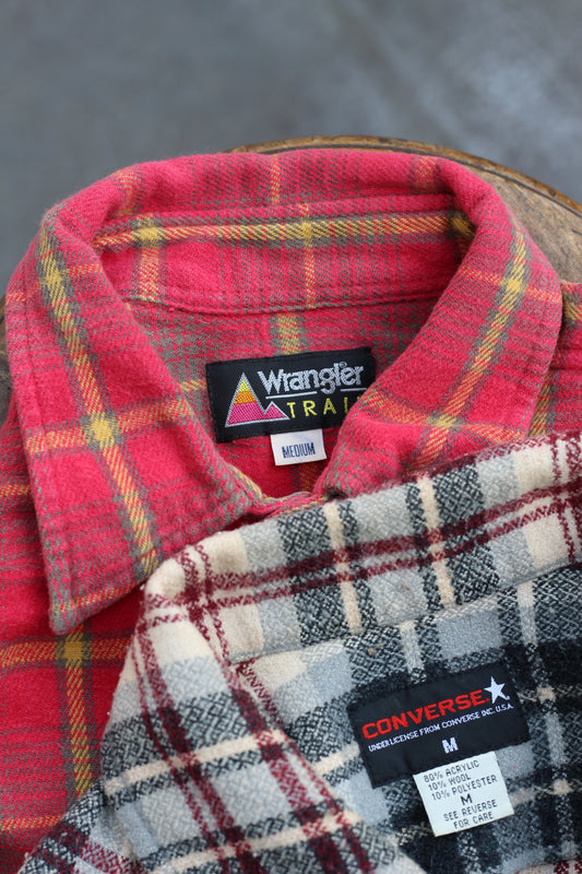 90's Men’s Vintage Wrangler&Converse Flannel Shirt x2点