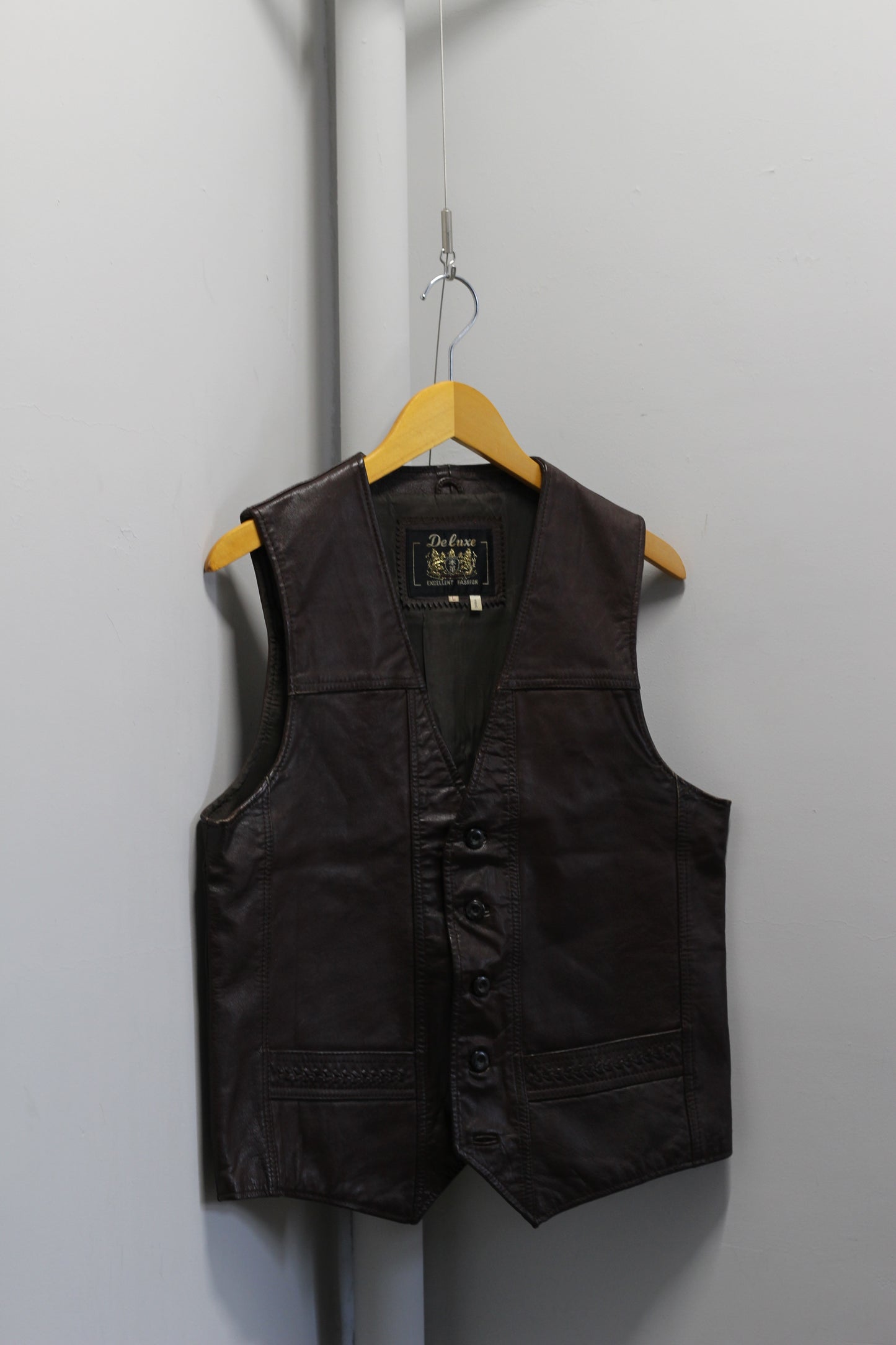Men’s Vintage Leather & Corduroy Vest x2点