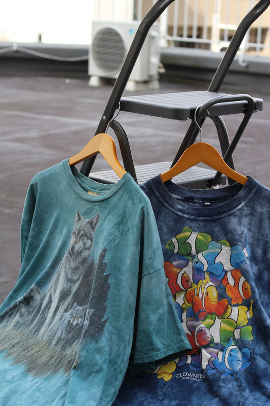 90's Made In USA & Australia Animal Tie-Dye T-Shirt set x2点