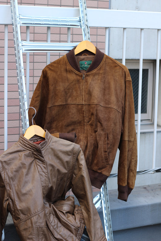 Men's Vintage Brown Short Leather Jacket x3点