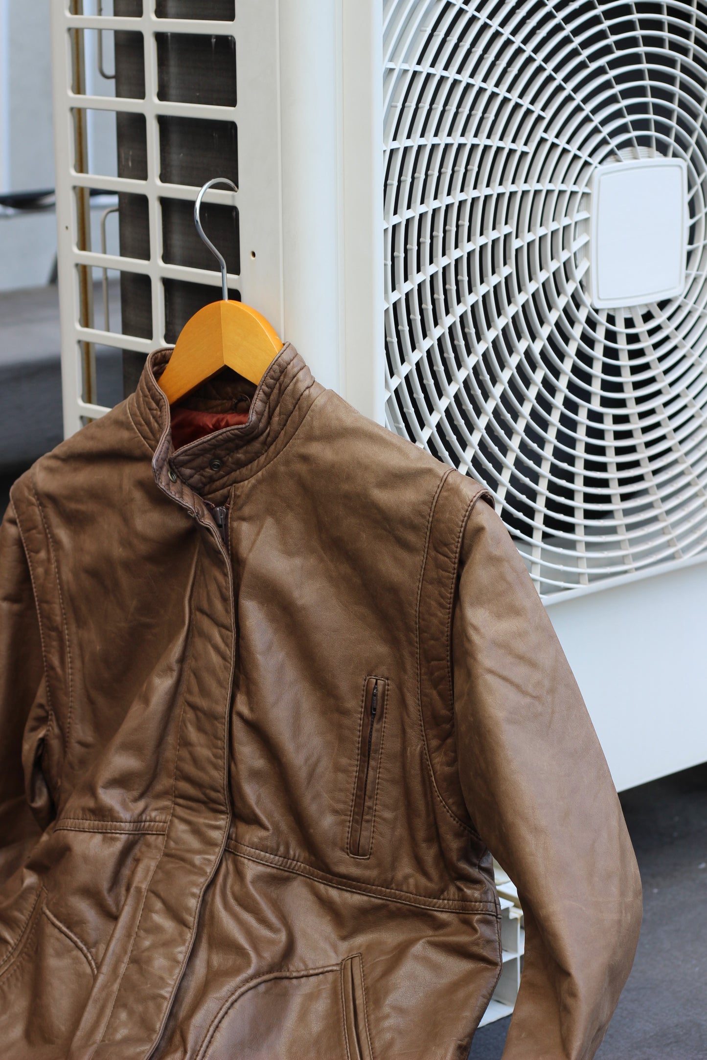 Men's Vintage Brown Short Leather Jacket x3点