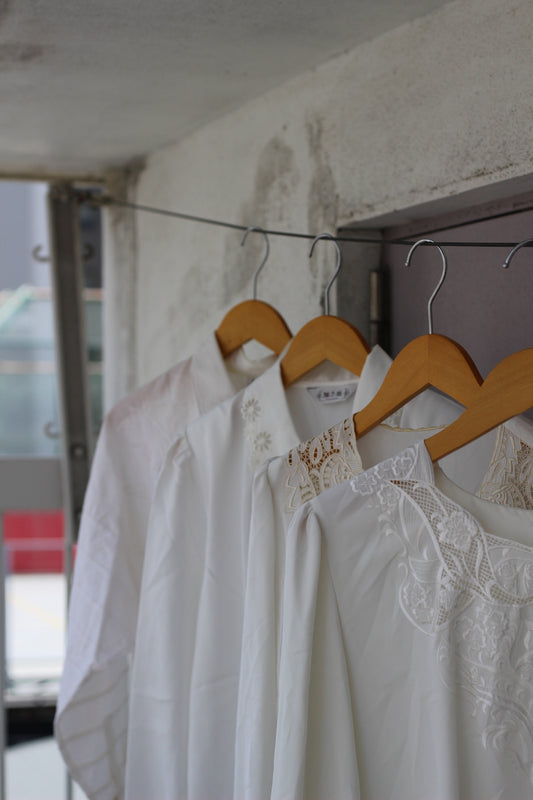 Vintage Lace Embroidery White Long Sleeve Blouse x10点