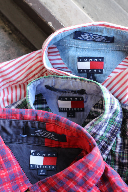 90's Tommy Hilfiger Check & Stripe Short Sleeve Shirt set x3点