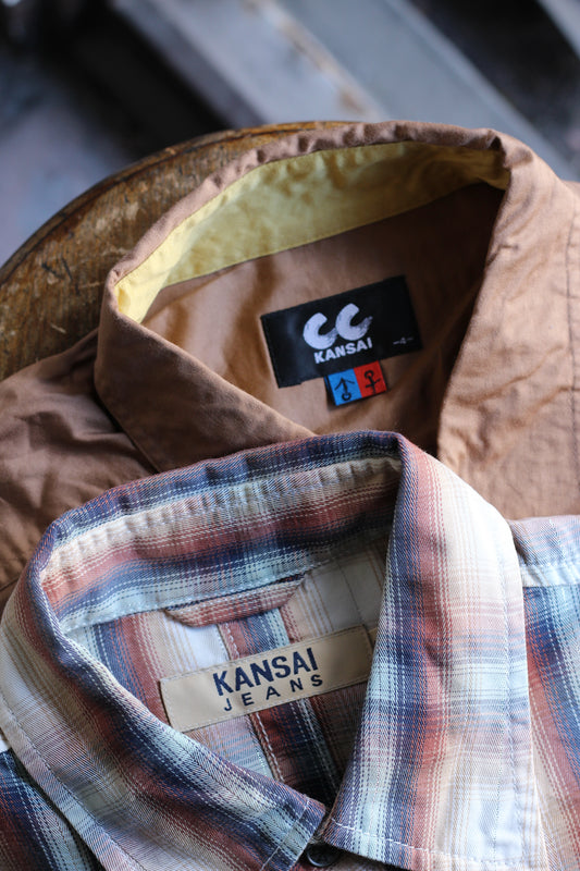 80-90's Kansai Yamamoto Ombre Check & Western Long Sleeve Shirt set x2点