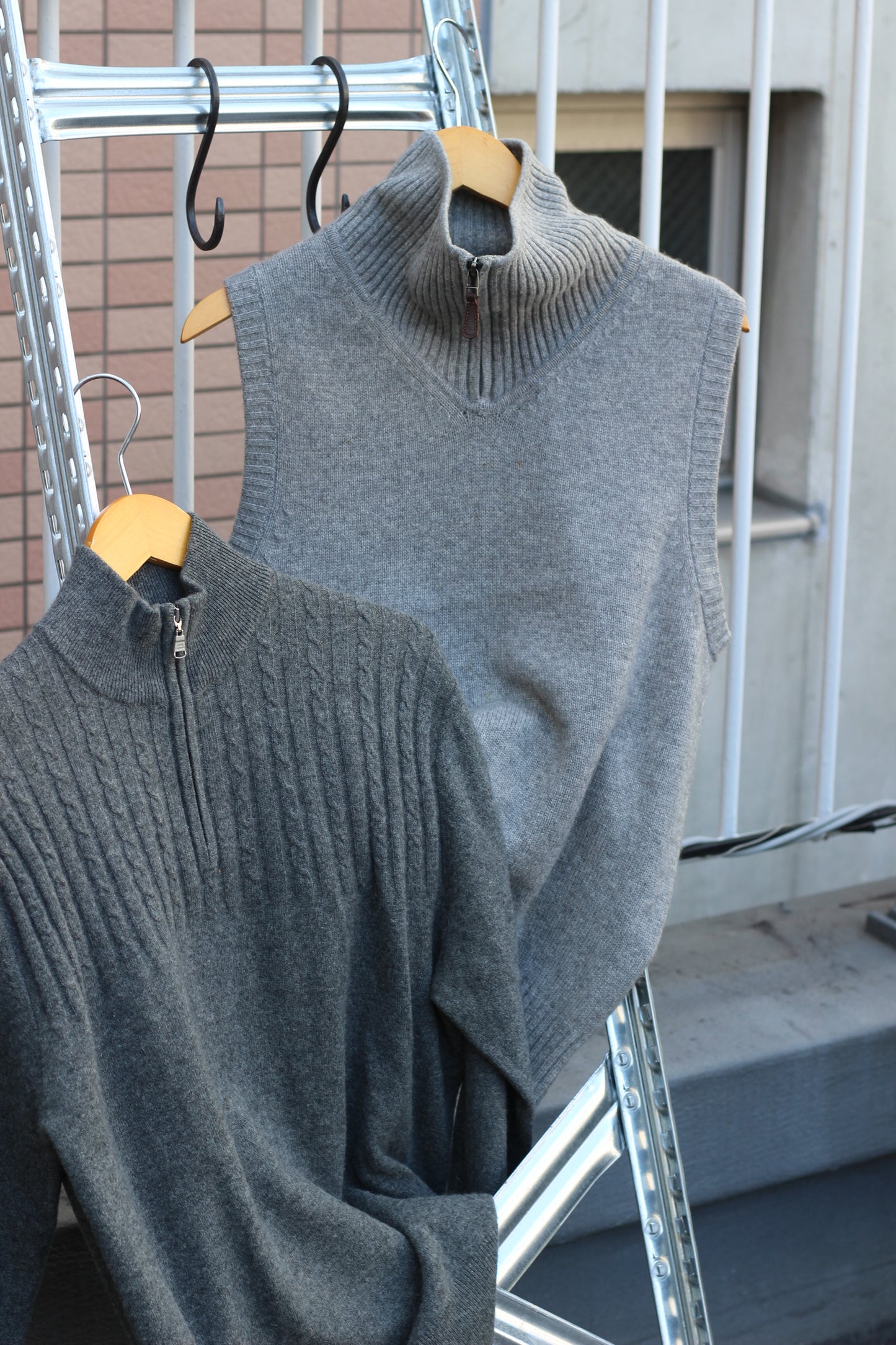 Men's 100% Cashmere Half-Zip Knit x2点