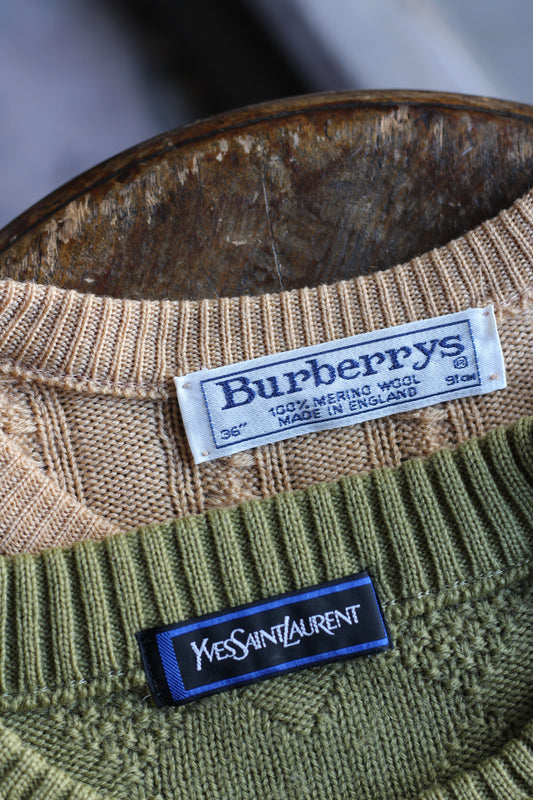Old Yves Saint Laurent & Burberrys Cable Knit set x2点