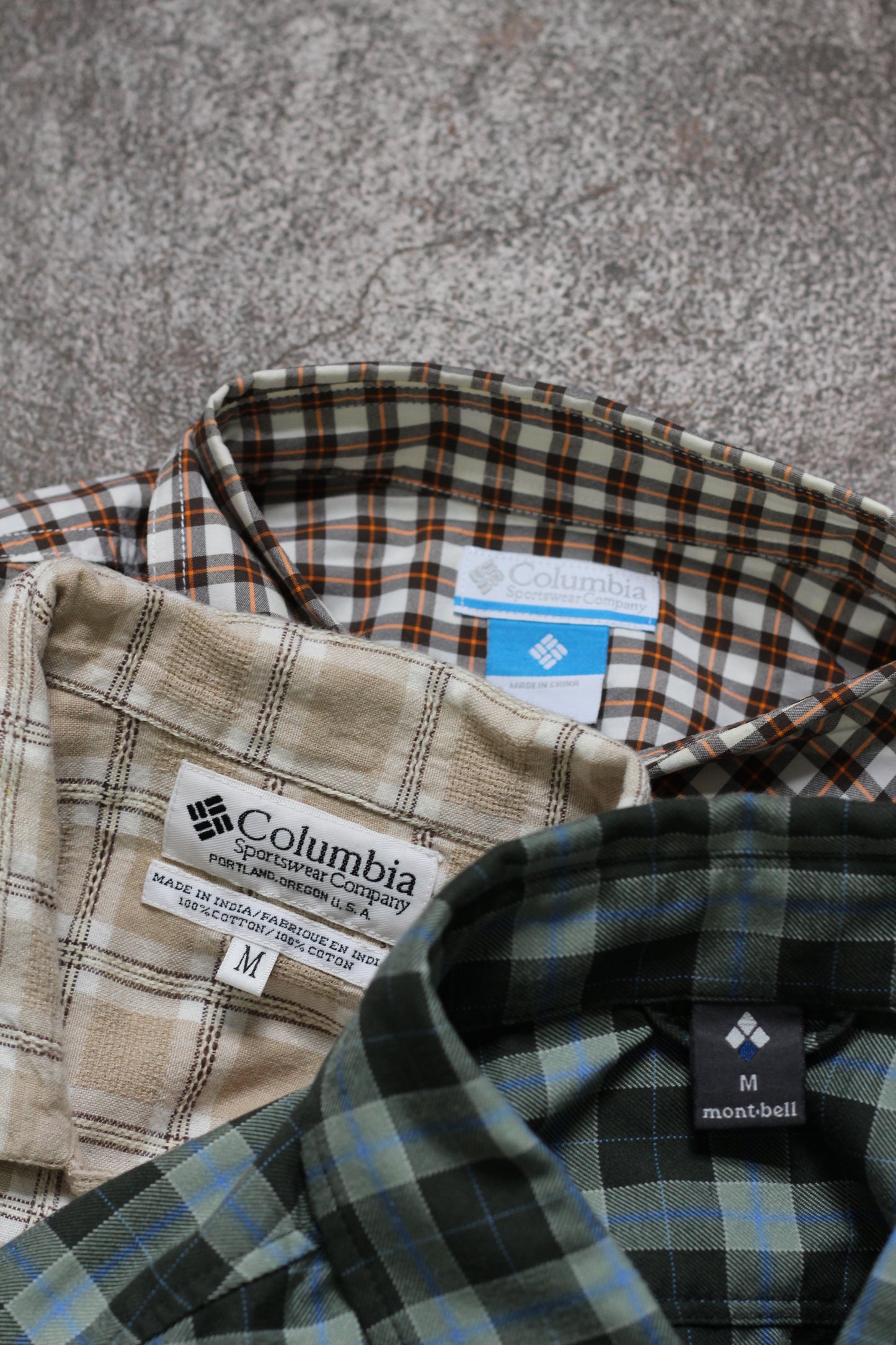 Columbia & mont-bell Check Shirt x3点