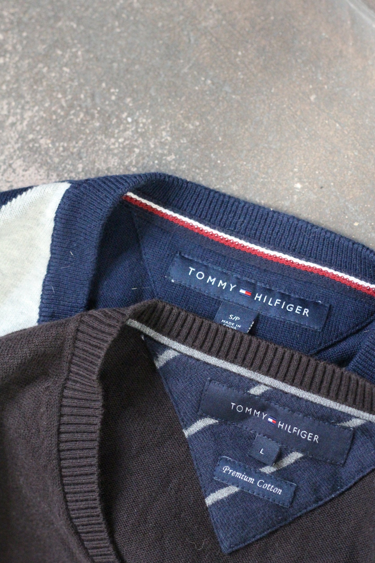Tommy Hilfiger Cotton100%  V Neck Knit Sweater x2点