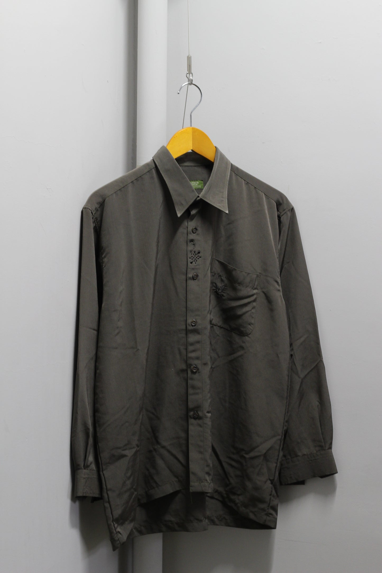 Men's Vintage Placket Embroidered Drape Long Sleeve Shirt x2点