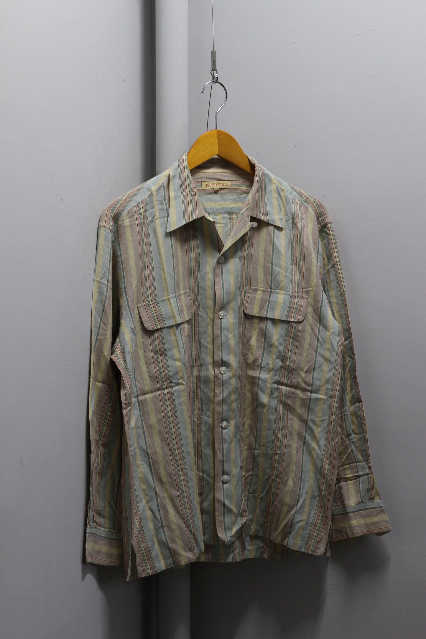Men's Vintage Design Open Collar Long Sleeve Shirt x3点