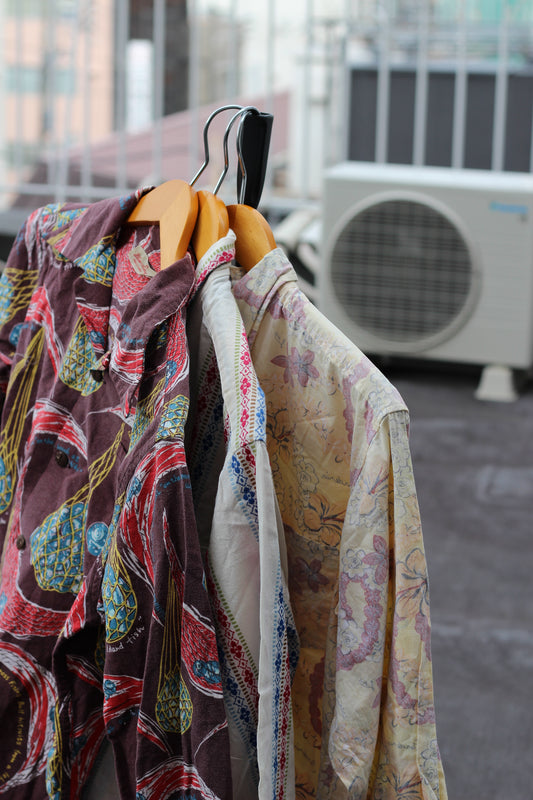 Men's Vintage Long Sleeve Aloha Shirt set x3点