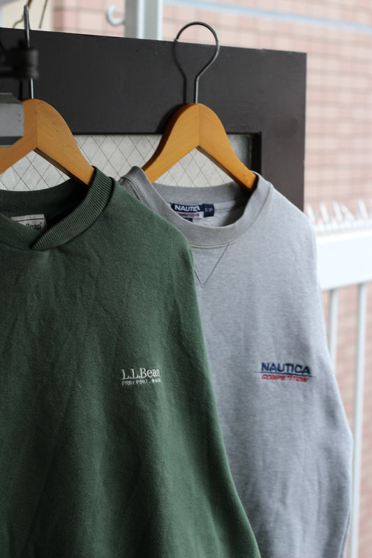 90's L.L.Bean & Made In USA Nautica One Point Logo Sweatshirt set x2点