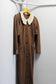 Vintage Brown Beige Collar Long Sleeve One-Piece x3点