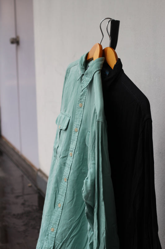90's Polo Ralph Lauren Made In Nepal Rayon 100% Drape Long Sleeve Shirt set x2点