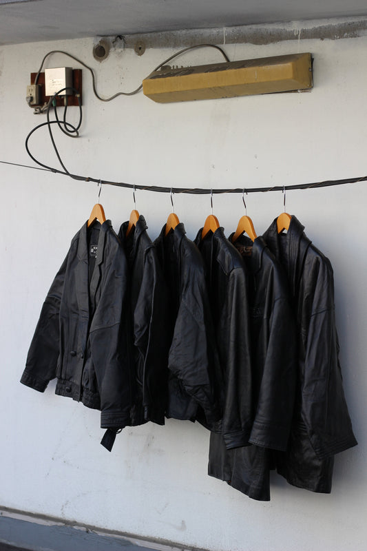 Women's Black Leather Jacket x6点