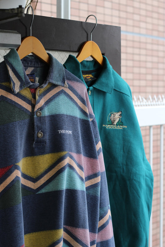 Made In Canada & Greece Men's Vintage Sweat Polo Shirt set x2点