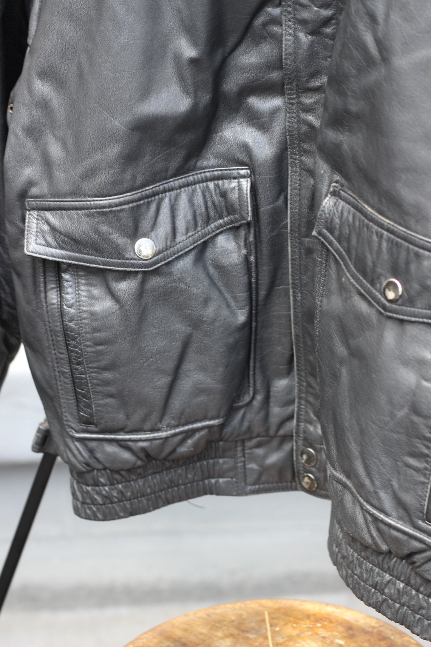 Men's Front Pocket Leather Jacket x3点