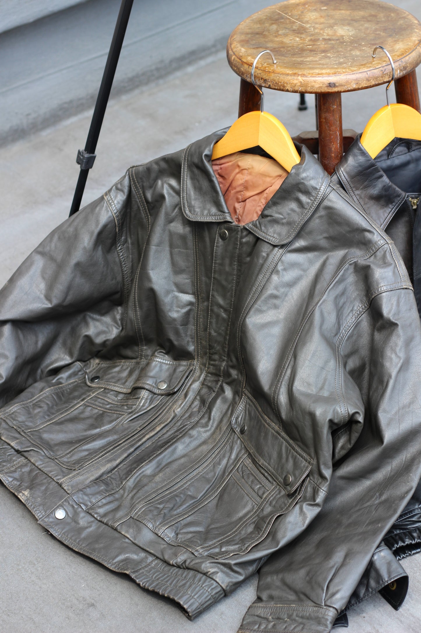 Men's Front Pocket Leather Jacket x3点