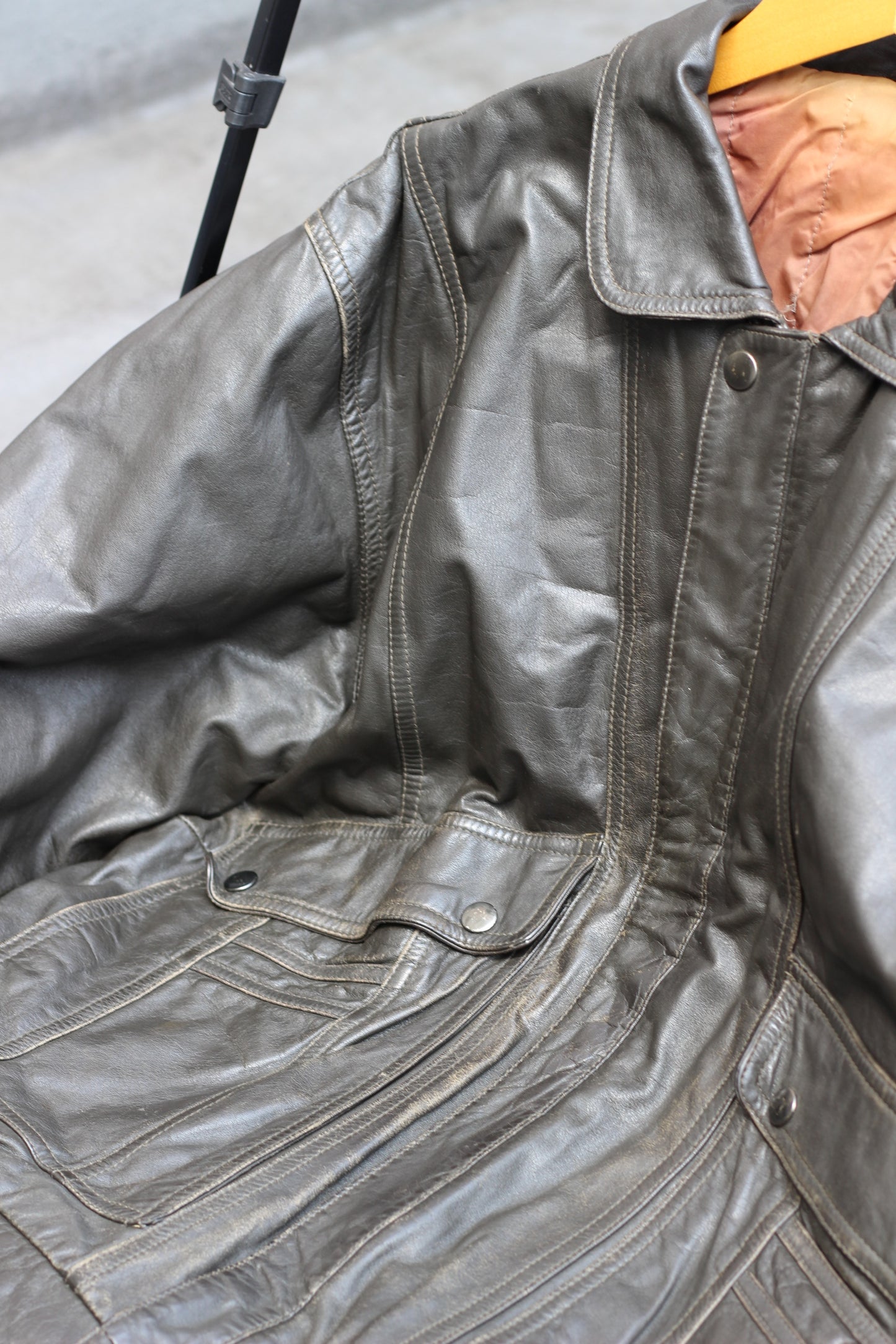Men's Front Pocket Leather Jacket x3点