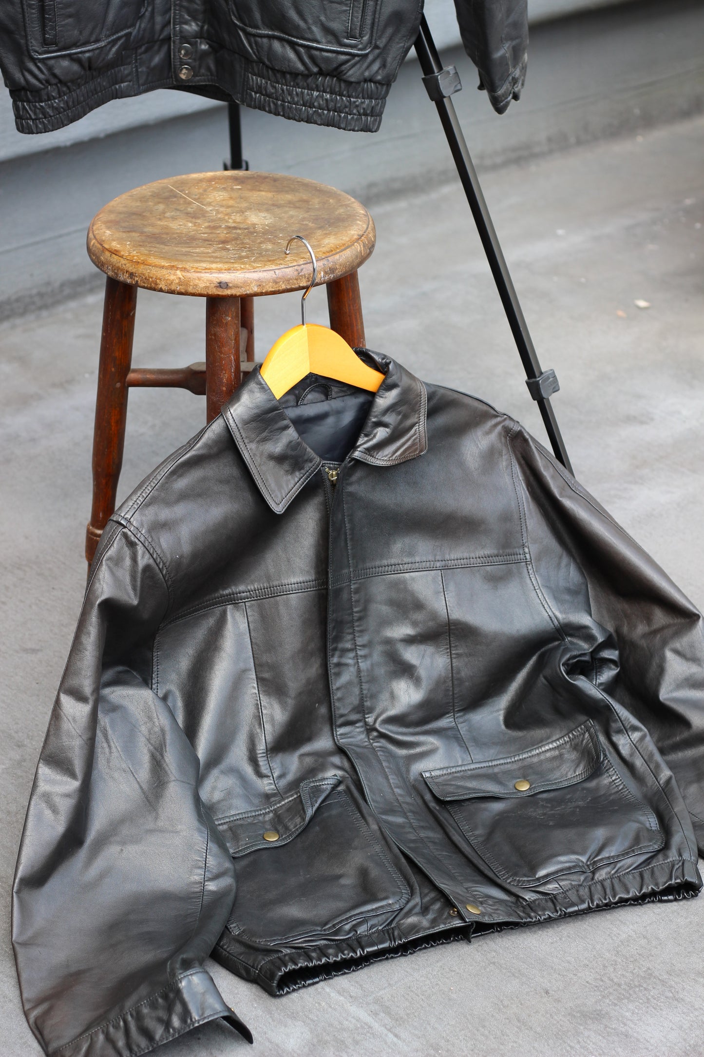 Men's Front Pocket Leather Jacket x3点