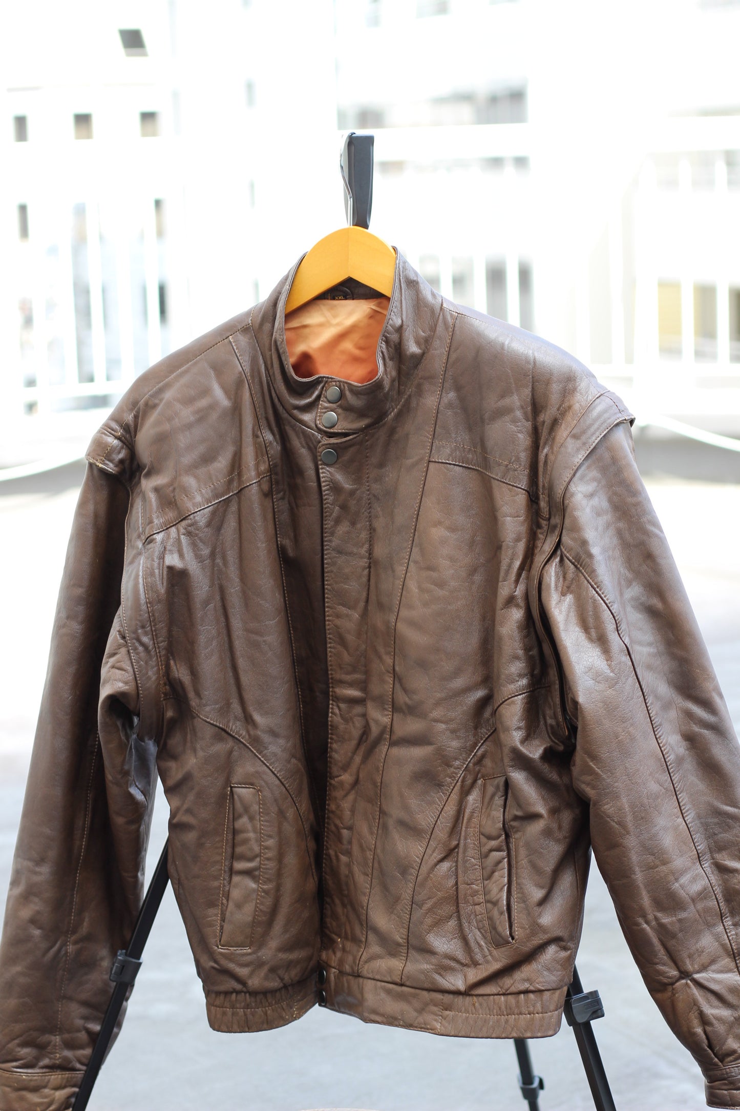 Men's Brown Short Leather Jacket x5点