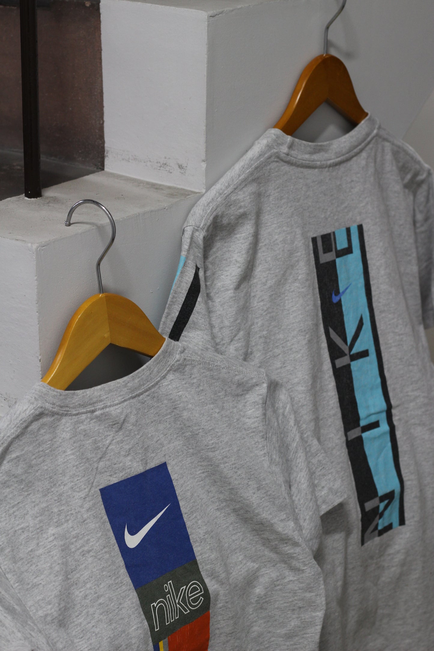 00's Old NIKE Swoosh Print Gray T-Shirt x4点