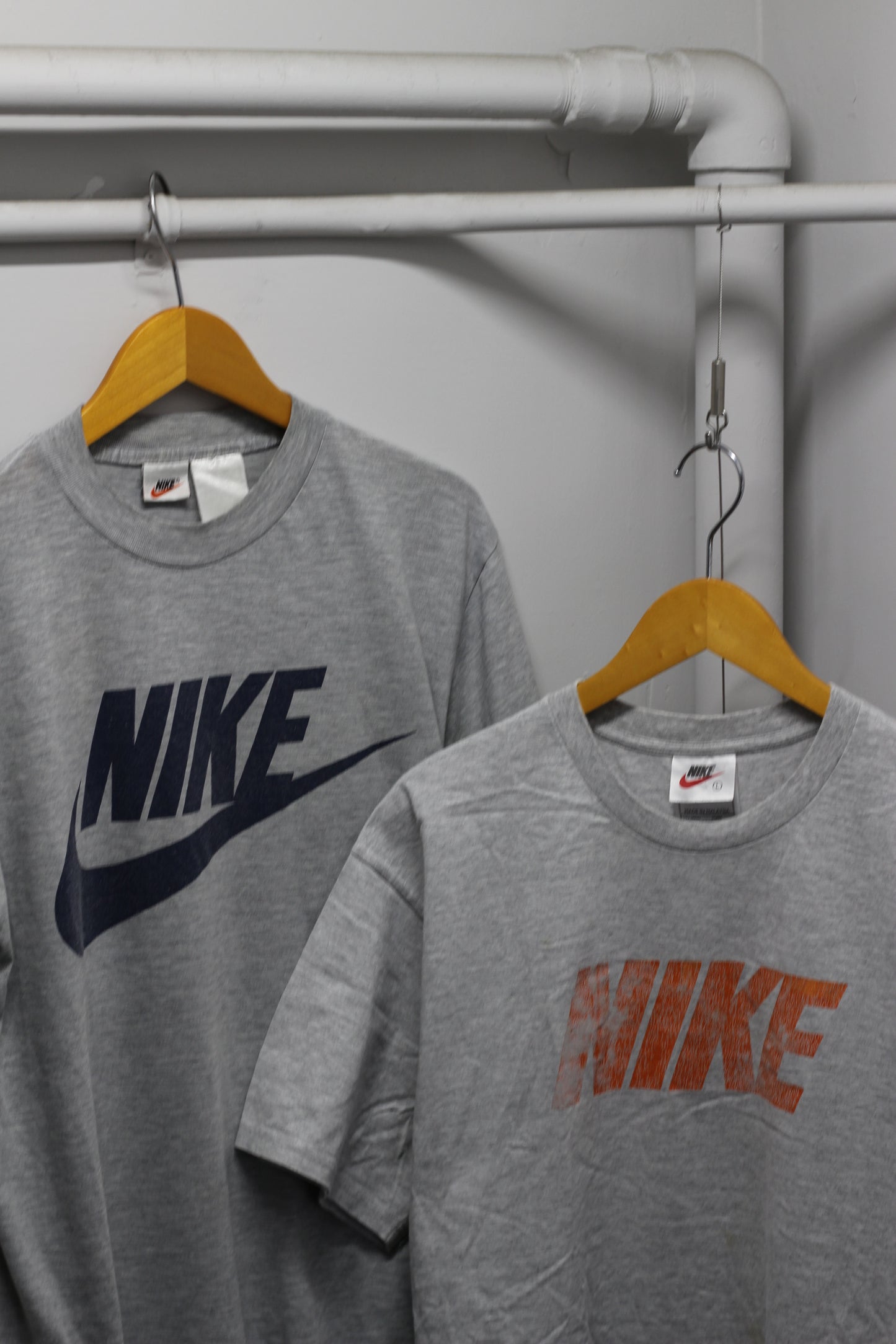 00's Old NIKE Swoosh Print Gray T-Shirt x4点