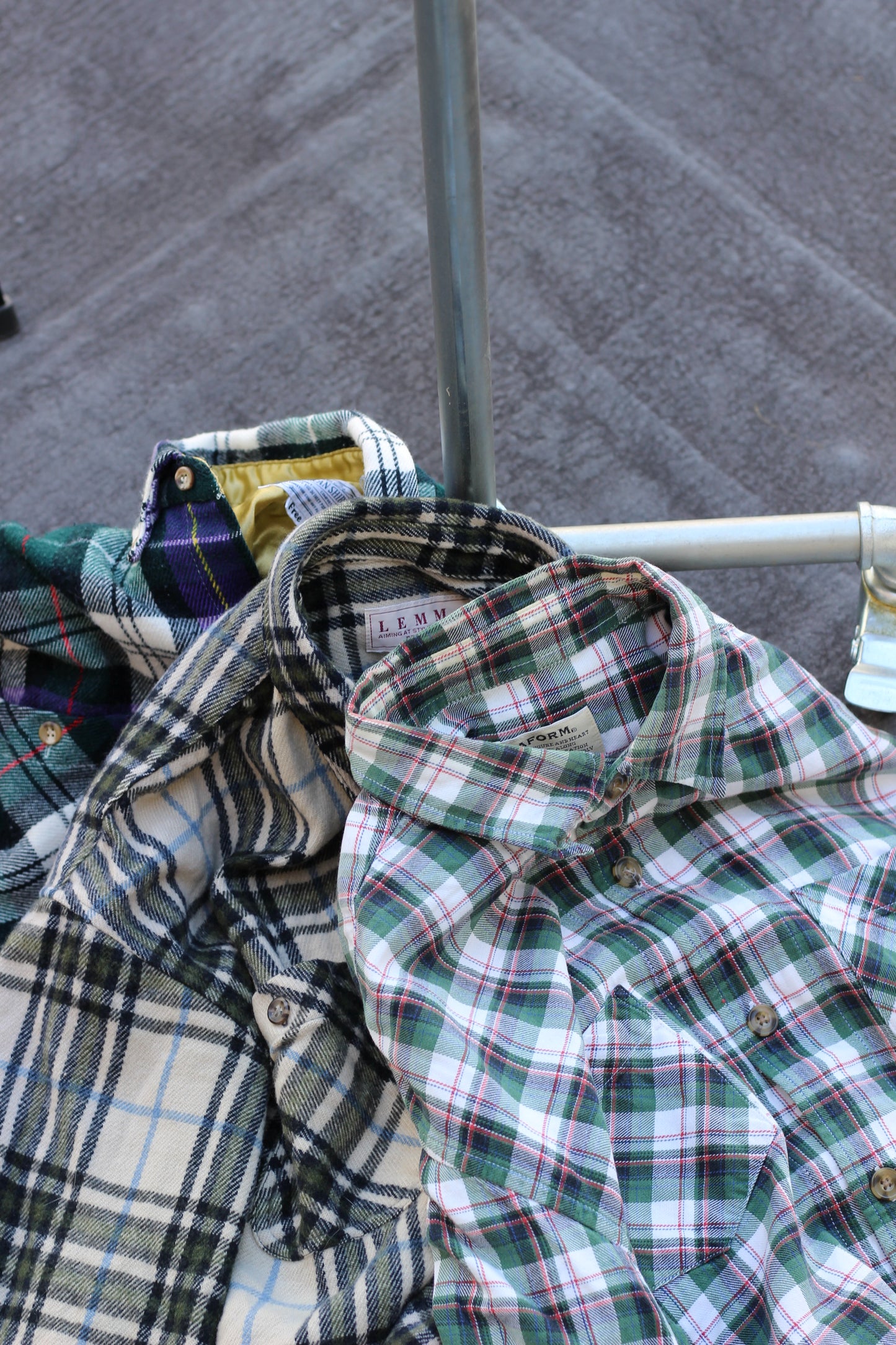 Men's Green & Blue Check Flannel Shirt x5点
