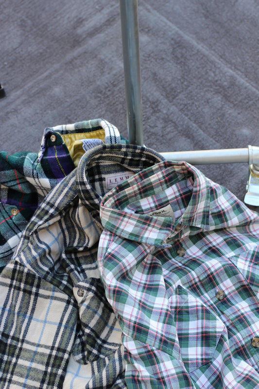 Men's Green & Blue Check Flannel Shirt x5点