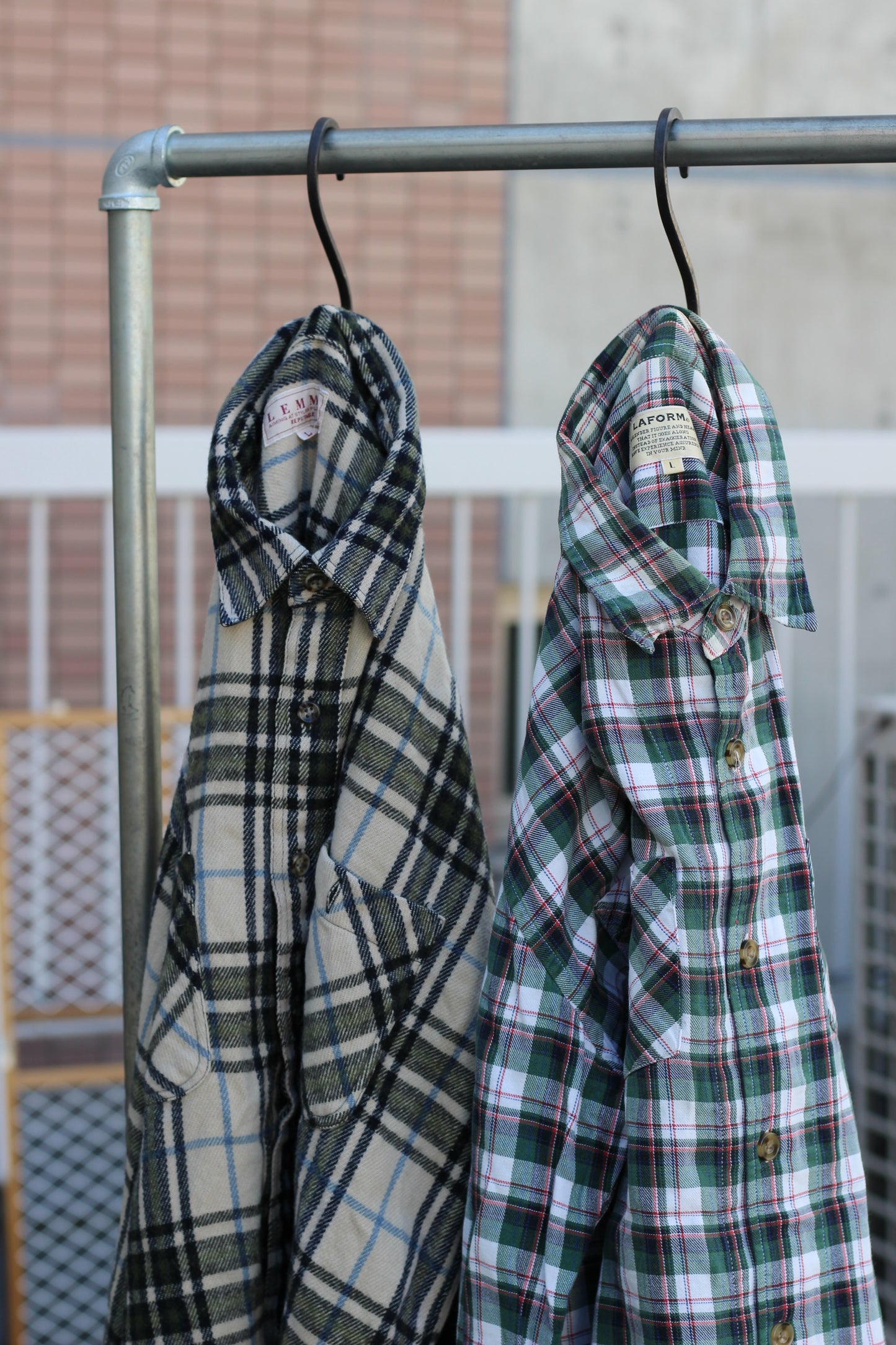 Men's Green & Blue Check Flannel Shirt x5点